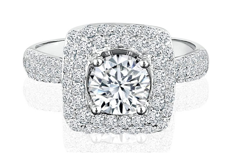Ladies Halo Design Engagement Ring - R485 - GN Designer Jewellers