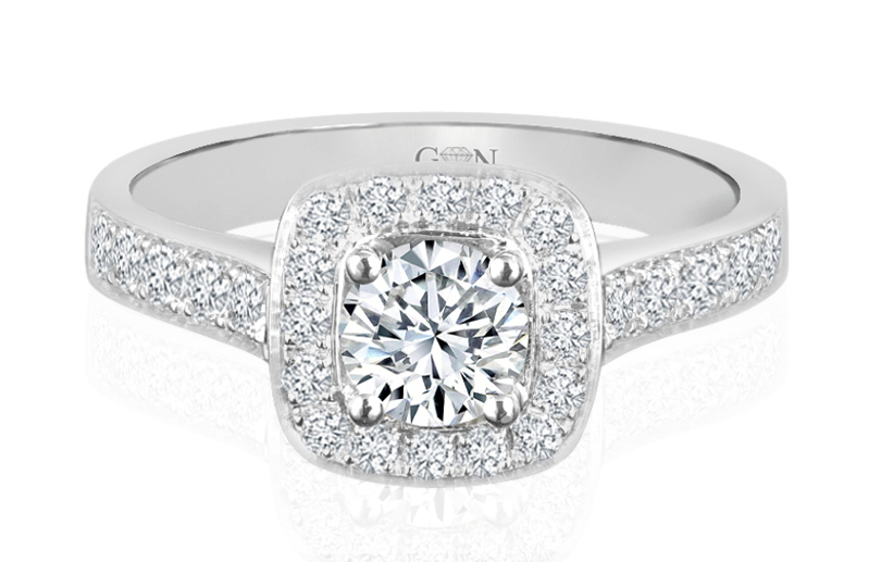 Ladies Halo Design Engagement Ring - R742 - GN Designer Jewellers