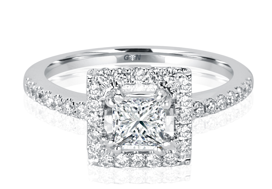 Ladies Halo Design Engagement Engagement Ring - R1058 - GN Designer Jewellers