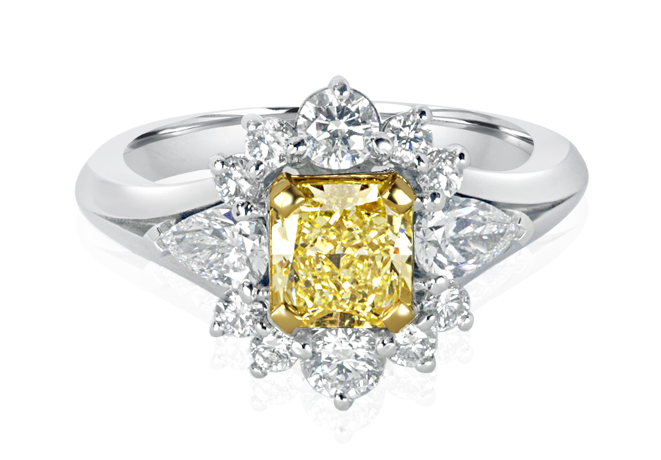 Ladies Halo Design Coloured Stone Engagement Ring - R1119 - GN Designer Jewellers