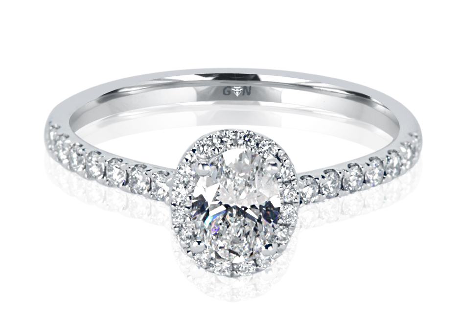 Ladies Halo Design Engagement Ring - R1123 - GN Designer Jewellers