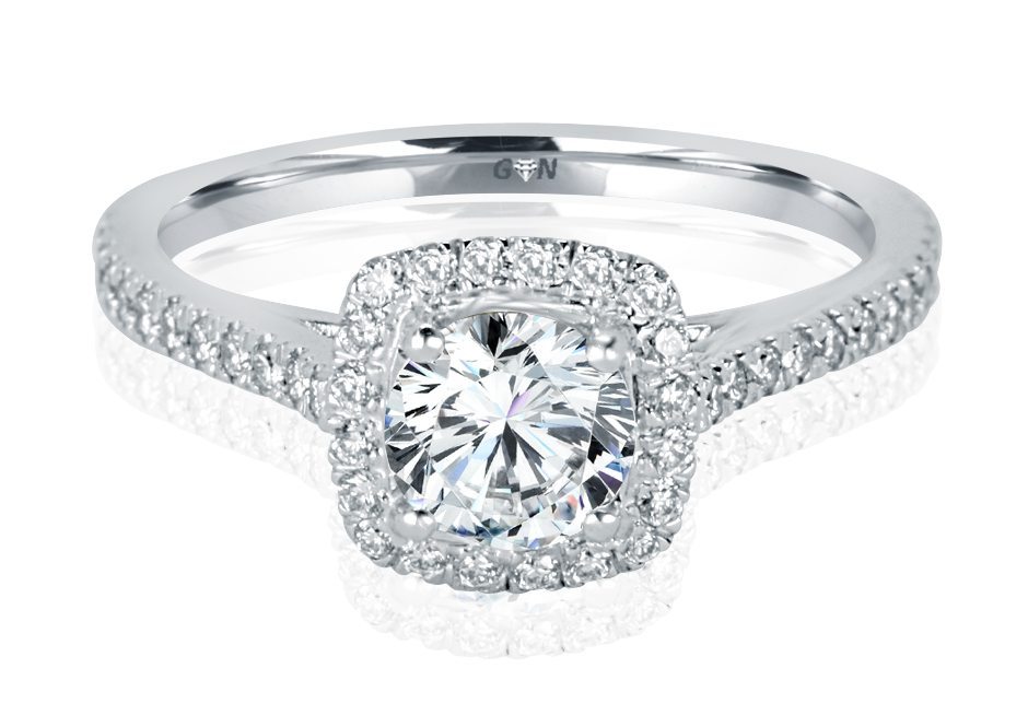 Ladies Halo Design Engagement Ring - R1137 - GN Designer Jewellers