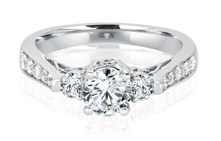 Ladies Three Stone Multi Band Engagement Ring - R534 - GN Designer Jewellers