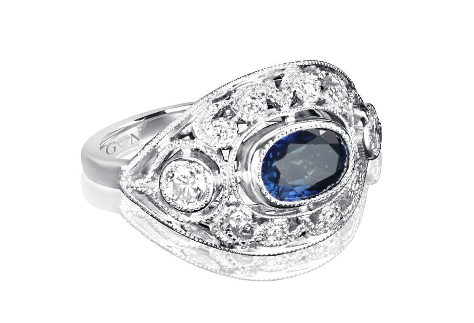 Ladies Coloured Stone Design Engagement Ring – R857 - GN Designer Jewellers
